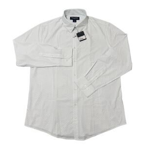 Mizzen+Main Leeward Performance Dress Shirt White Blue Diamond Men’s XXL Classic